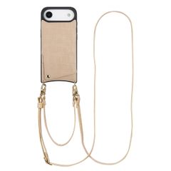 Selencia Coque de télephone Nova Croco avec cordon et porte-cartes Apple iPhone Air - Beige