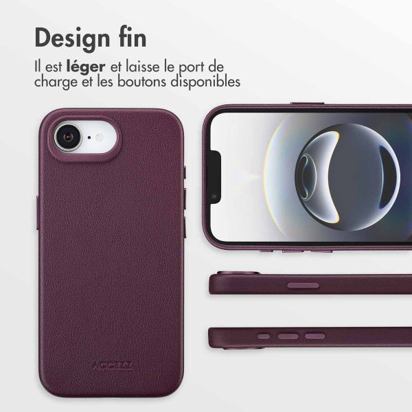 Accezz Coque arrière en cuir avec MagSafe Apple iPhone 16e - Heath Purple