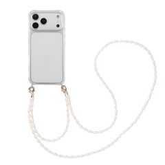 imoshion Coque avec dragonne + bracelet - Perles Apple iPhone 17 Pro Max - Transparent