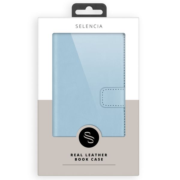 Selencia Étui portefeuille en cuir véritable Apple iPhone 12 (Pro) - Air Blue