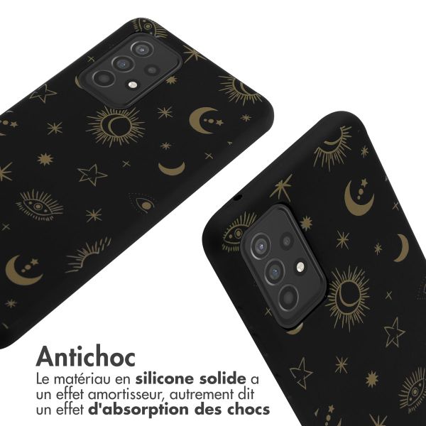 imoshion Coque design en silicone avec cordon Samsung Galaxy A52(s) (5G/4G) - Sky Black