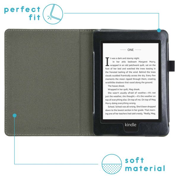 imoshion Étui de liseuse portefeuille en cuir végan Amazon Kindle Paperwhite 4 - Noir