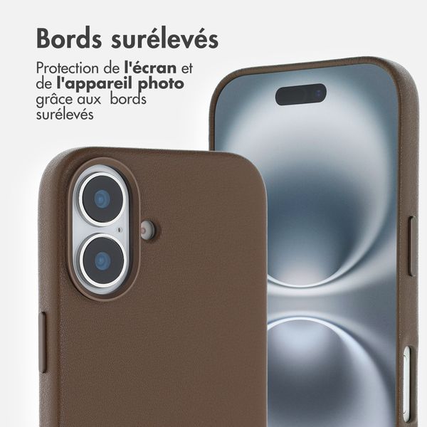 Accezz Coque arrière en cuir avec MagSafe Apple iPhone 16 - Marron café