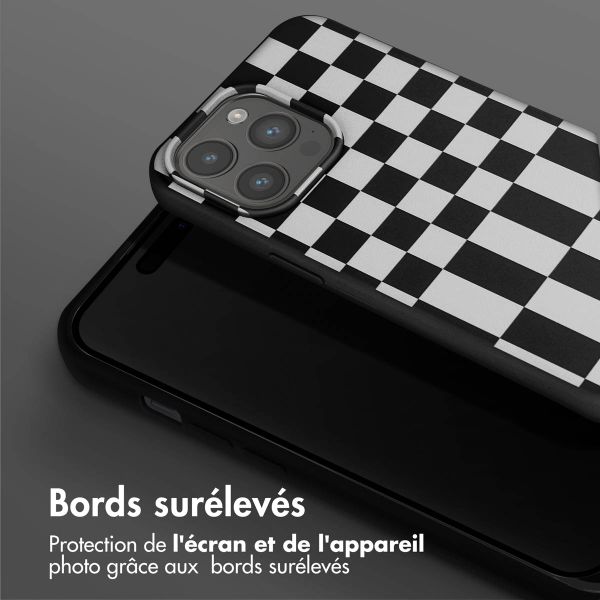 Selencia ﻿Coque design en silicone avec cordon amovible iPhone 15 Pro Max - Irregular Check Black