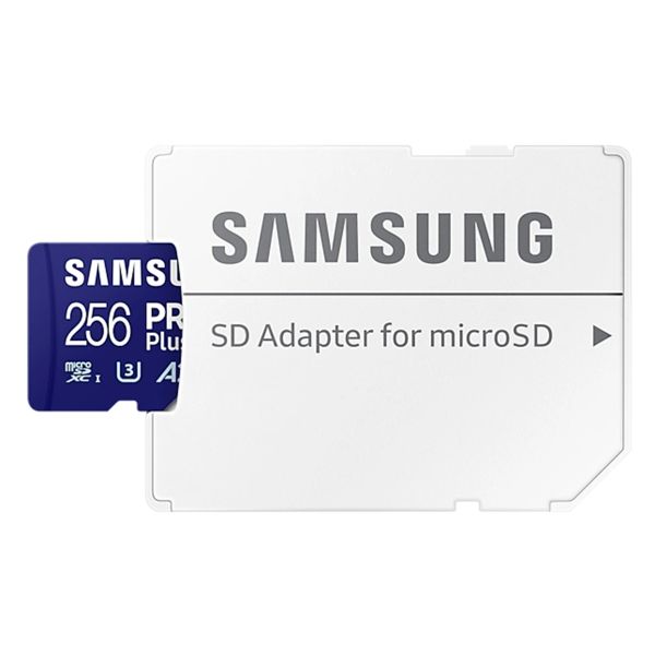Samsung PRO Plus microSD 2023 - 256GB - Inclus un adaptateur SD - UHS-I/U3/Full HD/4K UHD