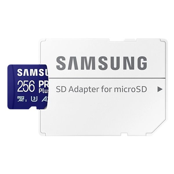 Samsung PRO Plus microSD 2023 - 256GB - Inclus un adaptateur SD - UHS-I/U3/Full HD/4K UHD