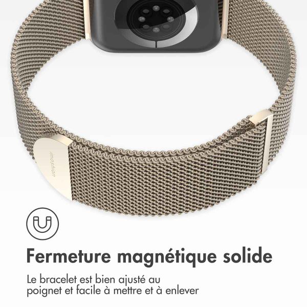 imoshion Bracelet magnétique milanais Apple Watch Series 1 - 11 / SE / Ultra (44/45/46/49 mm) - Taille M - Champagne Gold