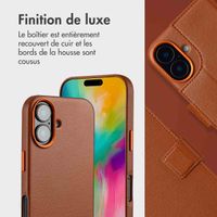 Accezz Étui de télephone portefeuille en cuir 2-en-1 avec MagSafe Apple iPhone 16 - Sienna Brown