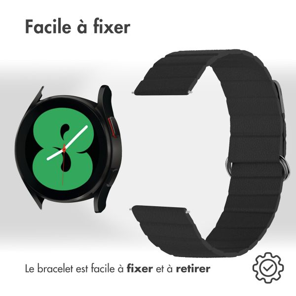 imoshion Bracelet en cuir magnétique  - Connexion universelle 20 mm - Noir
