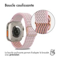 imoshion Bande élastique en nylon Apple Watch Series 1 á 10 / SE / Ultra (2) (44/45/46/49 mm) - Rose