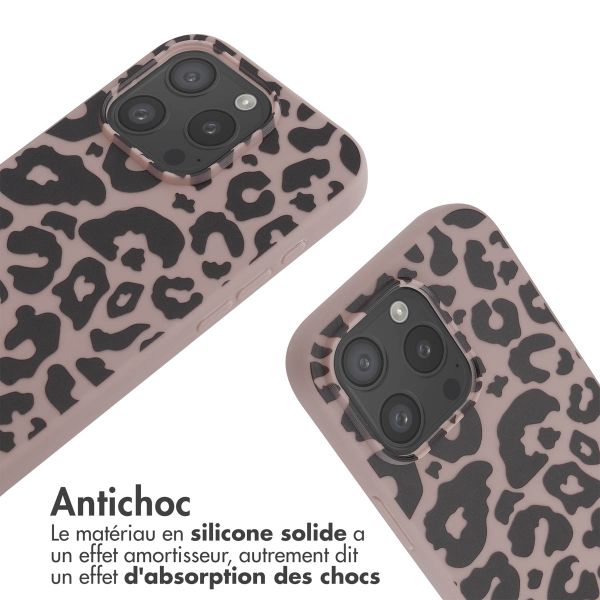 imoshion Coque design en silicone avec cordon Apple iPhone 16 Pro - Animal Pink