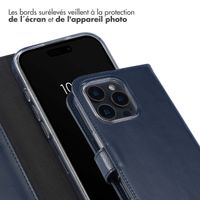 Selencia Étui portefeuille en cuir véritable Apple iPhone 16 Pro - Bleu