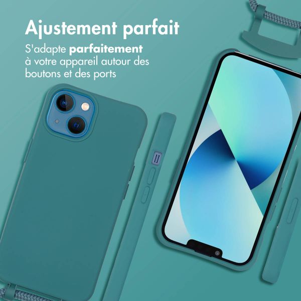imoshion Coque arrière Color avec cordon amovible et MagSafe Apple iPhone 13 - Vert foncé