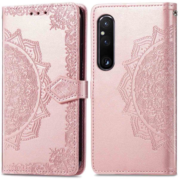 imoshion Etui de téléphone portefeuille Mandala Sony Xperia 1 V - Rose Dorée