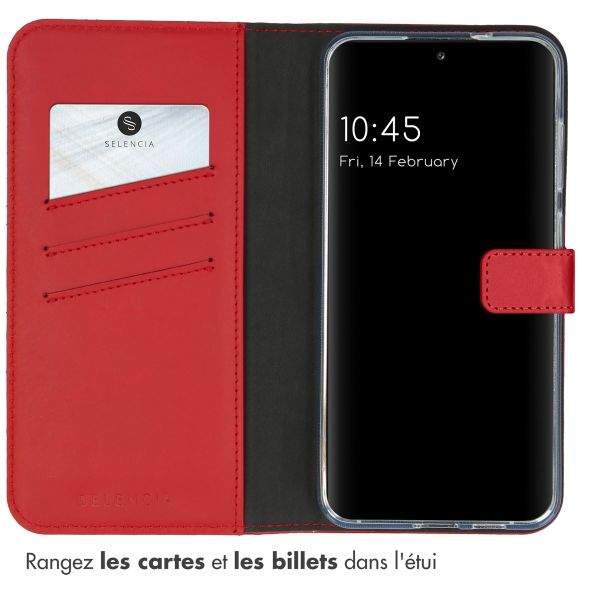 Selencia Étui portefeuille en cuir véritable Samsung Galaxy S24 Plus - Rouge