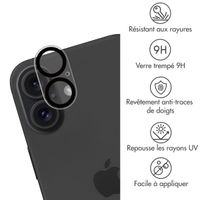 imoshion Protection Caméra en verre trempé 2 Pack pour Apple iPhone 16 / 16 Plus / 17 - Noir