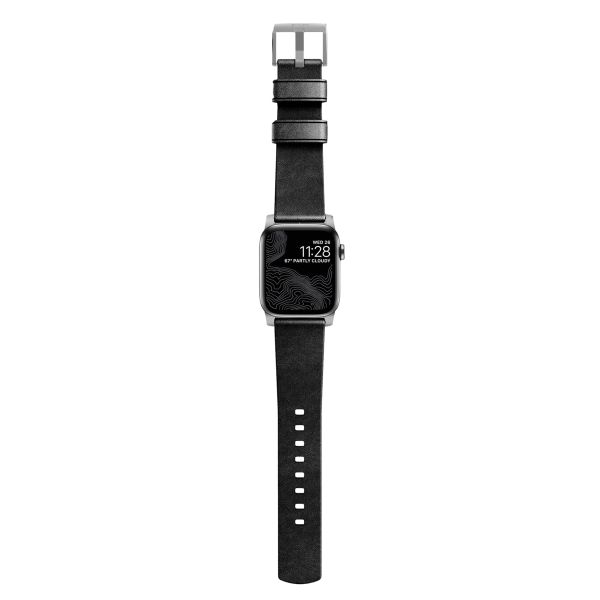 Nomad Bracelet moderne en cuir Apple Watch Series 1 t/m 11 / SE / Ultra (44/45/46/49 mm) - Black / Silver