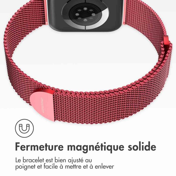 imoshion Bracelet magnétique milanais Apple Watch Series 1 - 9 / SE (38/40/41 mm) | Series 10 / 11 (42 mm) - Taille S - Rouge