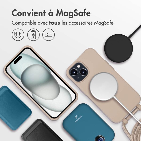 imoshion Coque de couleur avec cordon amovible MagSafe iPhone 15 - Nude