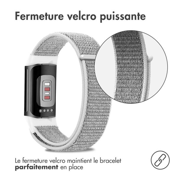 imoshion Bracelet en nylon le Fitbit Charge 5 / Charge 6 - Taille L - Gris clair