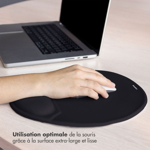 imoshion Tapis de souris ergonomique - Tapis de souris avec repose-poignet - 30 x 25 cm - Noir