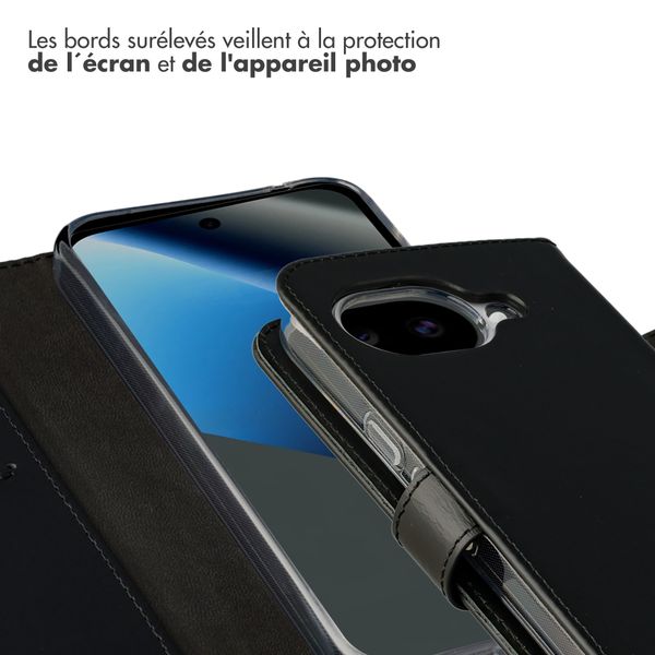 Selencia Étui portefeuille en cuir véritable Google Pixel 10a - Noir