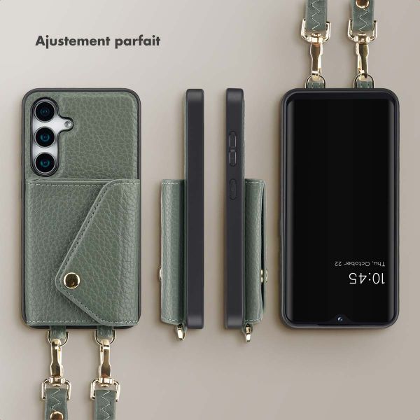 Selencia Coque à cordon avec porte-cartes enveloppe Sera Samsung Galaxy S25 - Sage Green