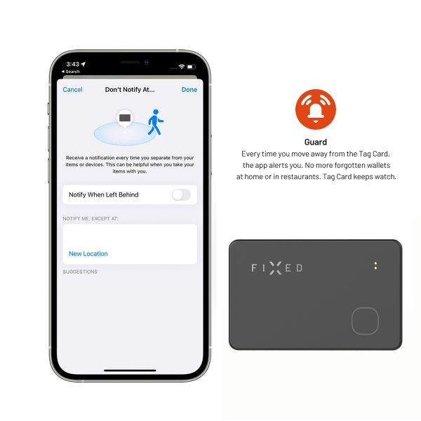 Fixed Tag Card - Tracker Bluetooth pour iOS - Noir