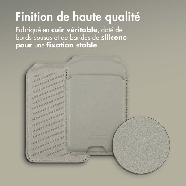 Accezz Portefeuille en cuir avec support - Compatible avec MagSafe et Qi2 - Light Grey