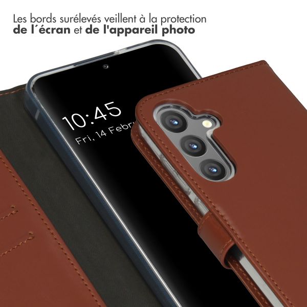 Selencia Étui portefeuille en cuir véritable Samsung Galaxy S24 Plus - Marron clair