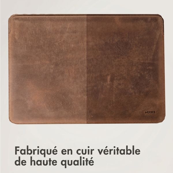 Accezz Leather Pochette ordinateur Apple MacBook 16 pouces - Cognac