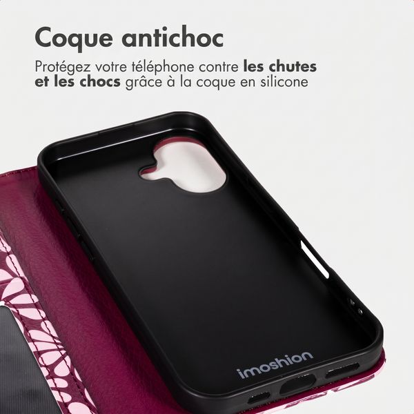 imoshion Étui de télephone portefeuille Design Apple iPhone 16 - Bloom Love Blush