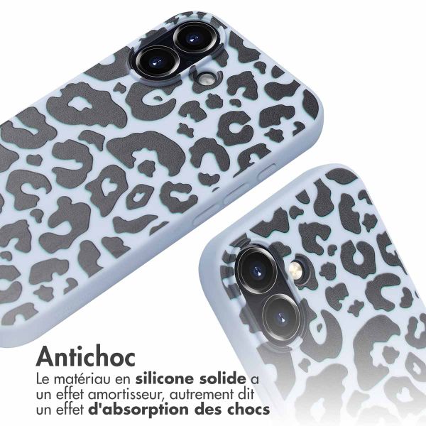 imoshion Coque design en silicone avec cordon Apple iPhone 16 - Animal Lila