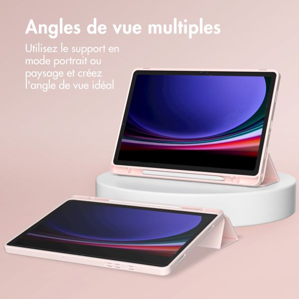 Accezz Coque tablette portefeuille Smart Silicone Samsung Galaxy Tab A9 Plus - Rose