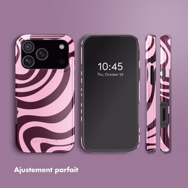Selencia Coque arrière Vivid avec MagSafe Apple iPhone 17 Pro - Wavy Swirl Pink Plum