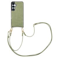 Selencia Coque de télephone Nova Croco avec cordon et porte-cartes Samsung Galaxy S25 - Sage Green