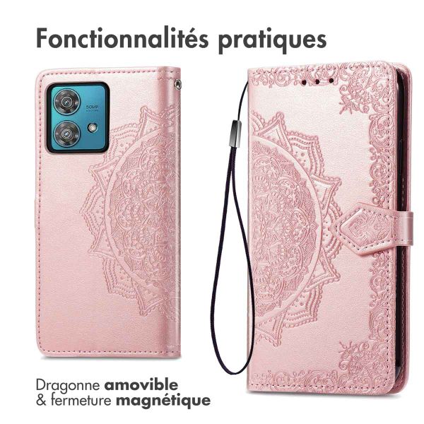 imoshion Etui de téléphone portefeuille Mandala Motorola Moto G84 - Rose dorée