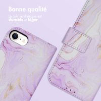 imoshion Étui de télephone portefeuille Design Apple iPhone SE (2022 / 2020) / 8 / 7 / 6(s) - Purple Marble