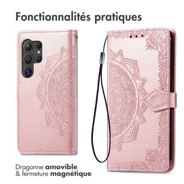 imoshion Etui de téléphone portefeuille Mandala Samsung Galaxy S24 Ultra - Rose Dorée