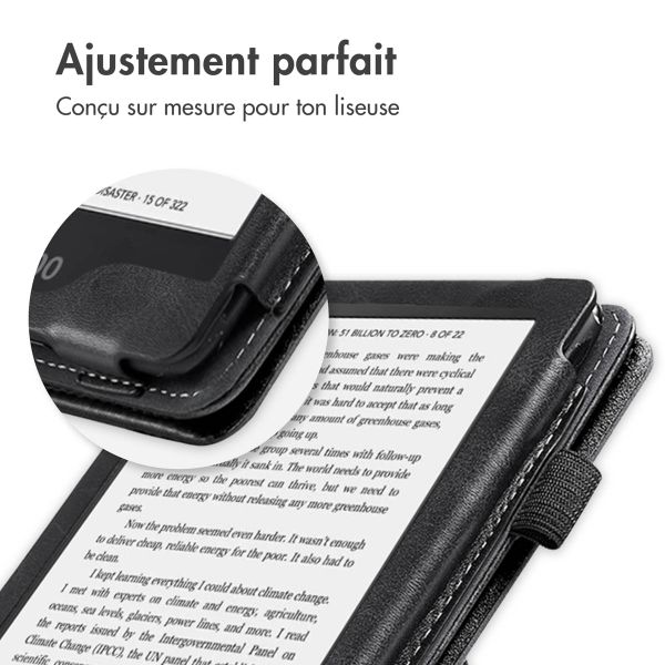 imoshion Étui de liseuse portefeuille avec strap et support Kobo Clara 2E / Tolino Shine 4 - Noir