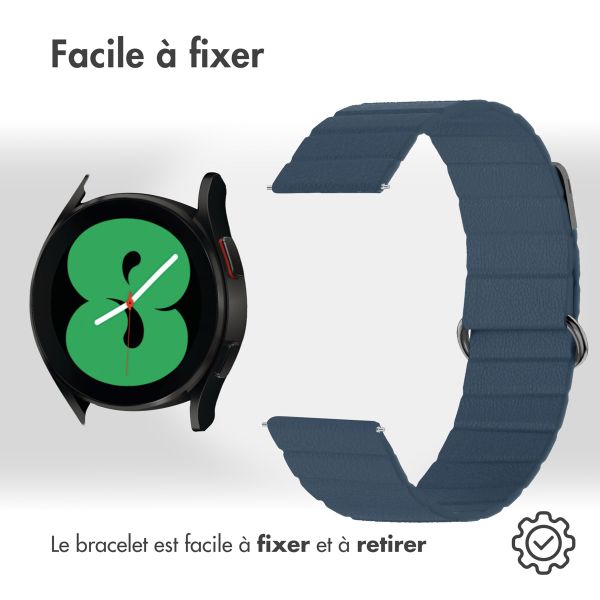 imoshion Bracelet en cuir magnétique  - Connexion universelle 20 mm - Bleu