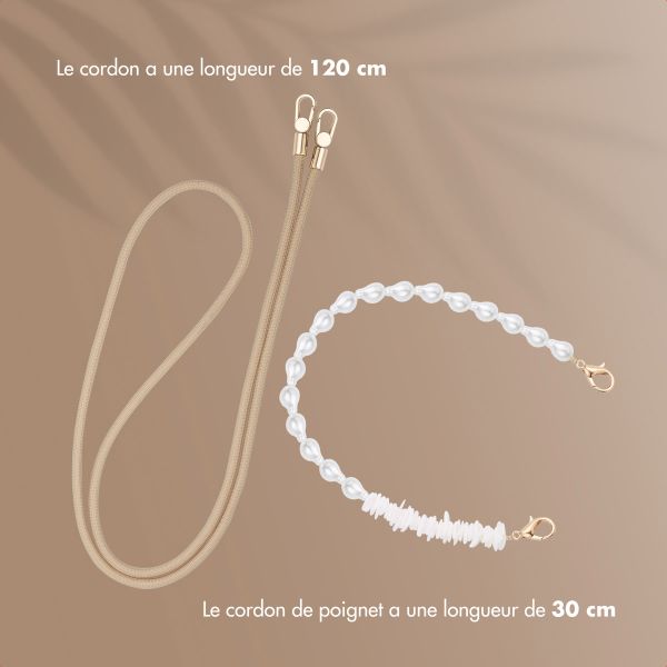 Selencia Ensemble de cordons pour téléphone avec perles et coquillages - Beige