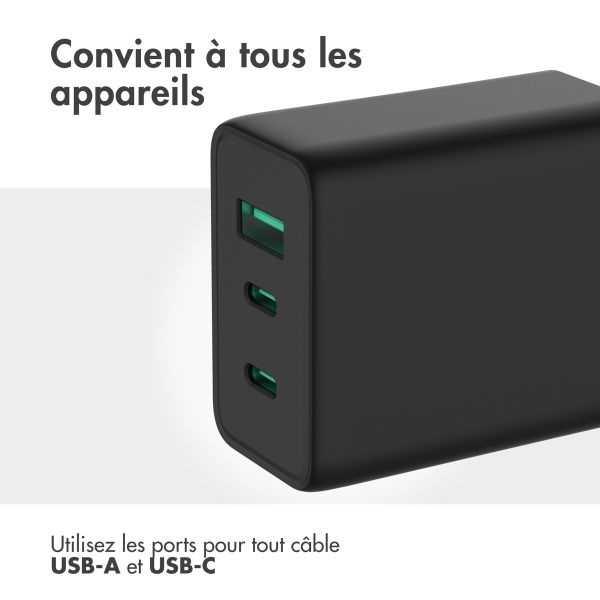 Accezz Chargeur mural ultra rapide Power Pro GaN - 65W - Noir