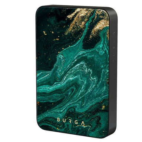Burga Powerbank magnétique 5 000 mAh - MagSafe et Qi2 - Emerald Pool / Gunmetal