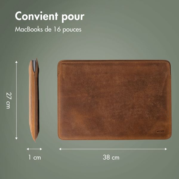 Accezz Leather Pochette ordinateur MacBook 16 pouces - Cognac