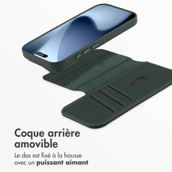 Accezz Étui de télephone portefeuille en cuir 2-en-1 avec MagSafe Apple iPhone 17 Pro - Cedar Green