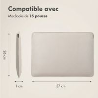 Accezz Leather Pochette ordinateur le Apple MacBook 15 pouces - Beige