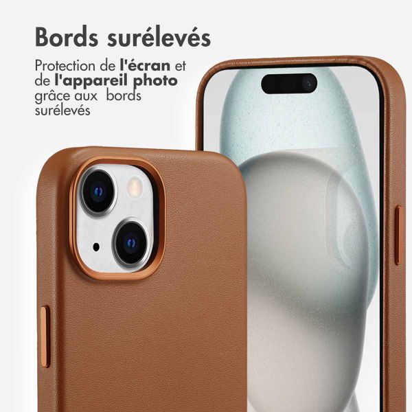 Accezz Coque arrière en cuir avec MagSafe Apple iPhone 15 - Sienna Brown