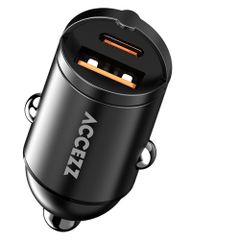 Accezz Chargeur de voiture | Chargeur rapide avec 2 ports - USB-A 30 watts + USB-C 65 watts - Noir