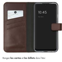 Selencia Étui portefeuille en cuir véritable Samsung Galaxy A34 (5G) - Marron